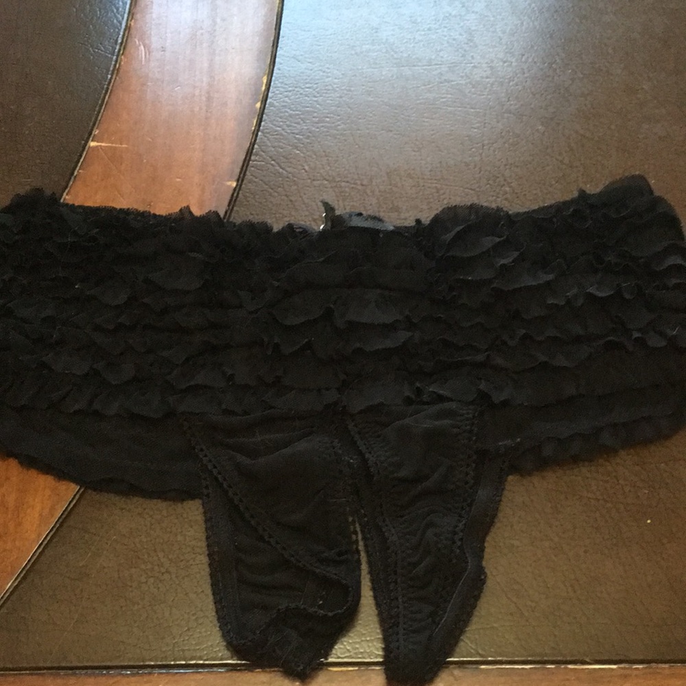Like new black lace crotchless panties